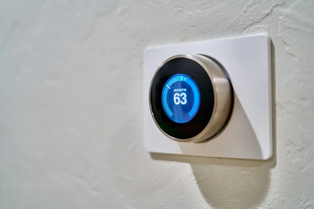 smart thermostat on wall