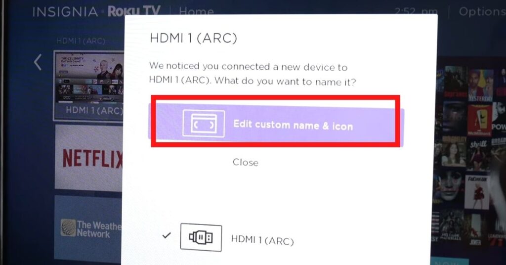 Select custom name on Roku TV