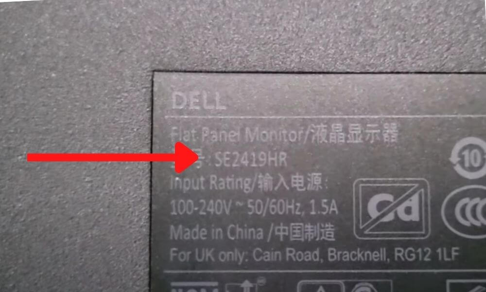 Dell Monitor Model Number location