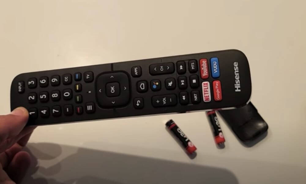 Remove batteries from Hisense TV remote