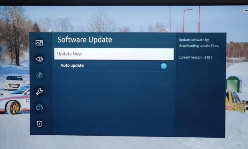 samsung tv software update screen