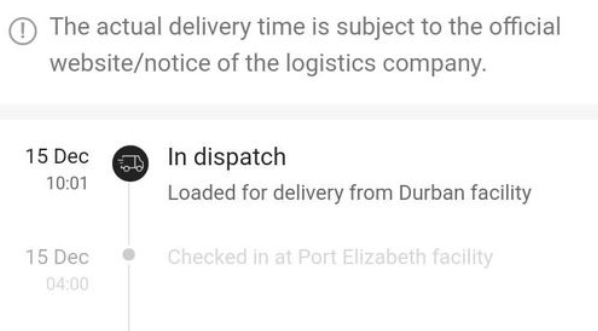 In dispatch or urging dispatch on shein tracking